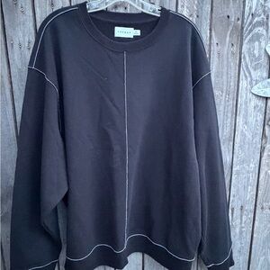 Topman Black Crewneck Sweater with White Accents